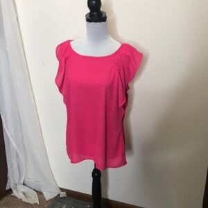 Violet + Claire pink ripple sleeve sheer blouse size medium